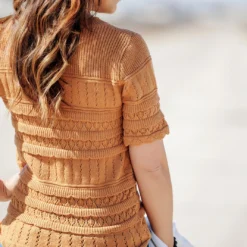 Intricately Detailed Knit Tee -Women's Clothing Store becca NEW marchweek20348