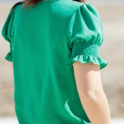 Ruched Puff Sleeve Blouse -Women's Clothing Store becca NEW marchweek20385