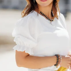 Subtle Raised Stripes Puff Sleeve Blouse 11 Subtle Raised Stripes Puff Sleeve Blouse -Women's Clothing Store becca NEW marchweek20400