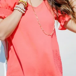 Ruched Puff Sleeve Blouse -Women's Clothing Store becca NEW marchweek20440copy