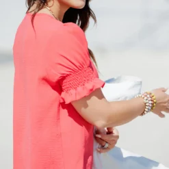 Ruched Puff Sleeve Blouse -Women's Clothing Store becca NEW marchweek20442