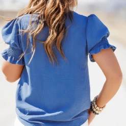 Ruched Puff Sleeve Blouse -Women's Clothing Store becca NEW marchweek20501