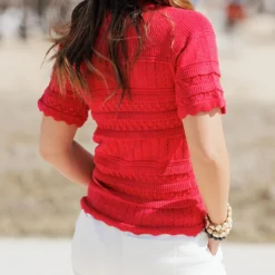 Intricately Detailed Knit Tee -Women's Clothing Store becca NEW marchweek20523