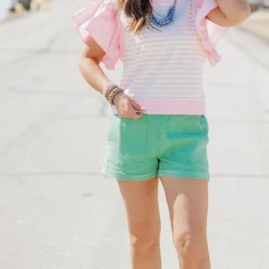 Striped Faux Layered Blouse -Women's Clothing Store becca NEW marchweek20612