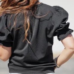 Subtle Raised Stripes Puff Sleeve Blouse 10 Subtle Raised Stripes Puff Sleeve Blouse -Women's Clothing Store becca NEW marchweek20630