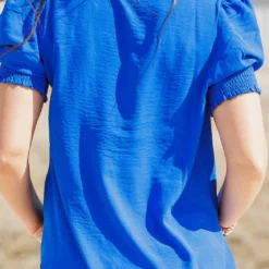 Cinched V Ruched Puff Sleeve Blouse 29 Cinched V Ruched Puff Sleeve Blouse -Women's Clothing Store becca NEW marchweek20647