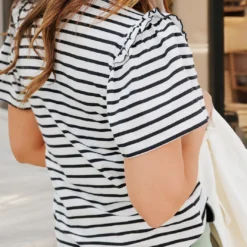 Ruffled Shoulder Striped Tee 30 Ruffled Shoulder Striped Tee -Women's Clothing Store becca NEW week3FEB0025
