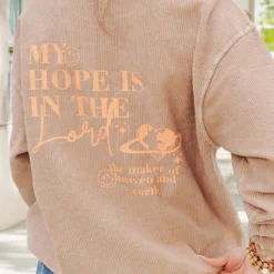 My Hope Is In The Lord Ribbed Graphic Crewneck -Women's Clothing Store becca NEW week3FEB0049