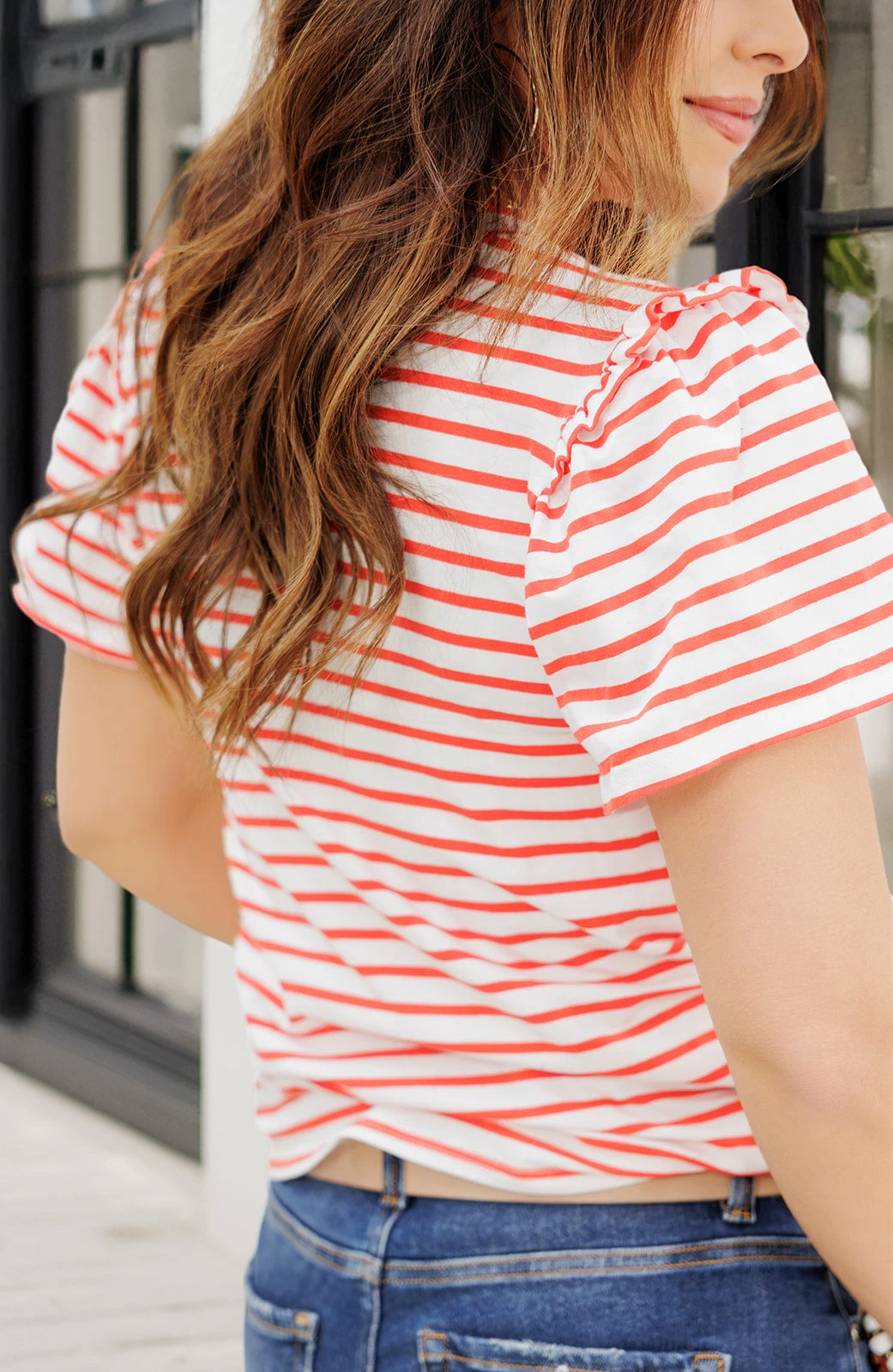 Ruffled Shoulder Striped Tee 7 Ruffled Shoulder Striped Tee - Image 7