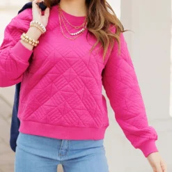 Geo Textured Sweatshirt -Women's Clothing Store becca NEW week3FEB0122