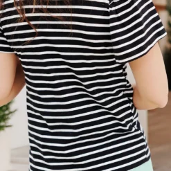 Ruffled Shoulder Striped Tee 39 Ruffled Shoulder Striped Tee -Women's Clothing Store becca NEW week3FEB0162