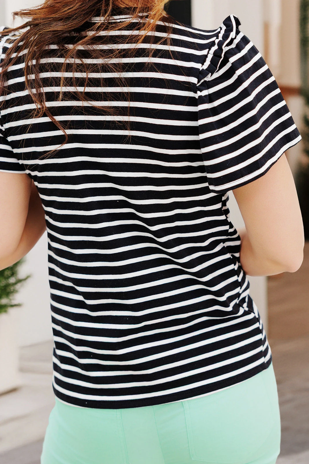 Ruffled Shoulder Striped Tee 20 Ruffled Shoulder Striped Tee - Image 20