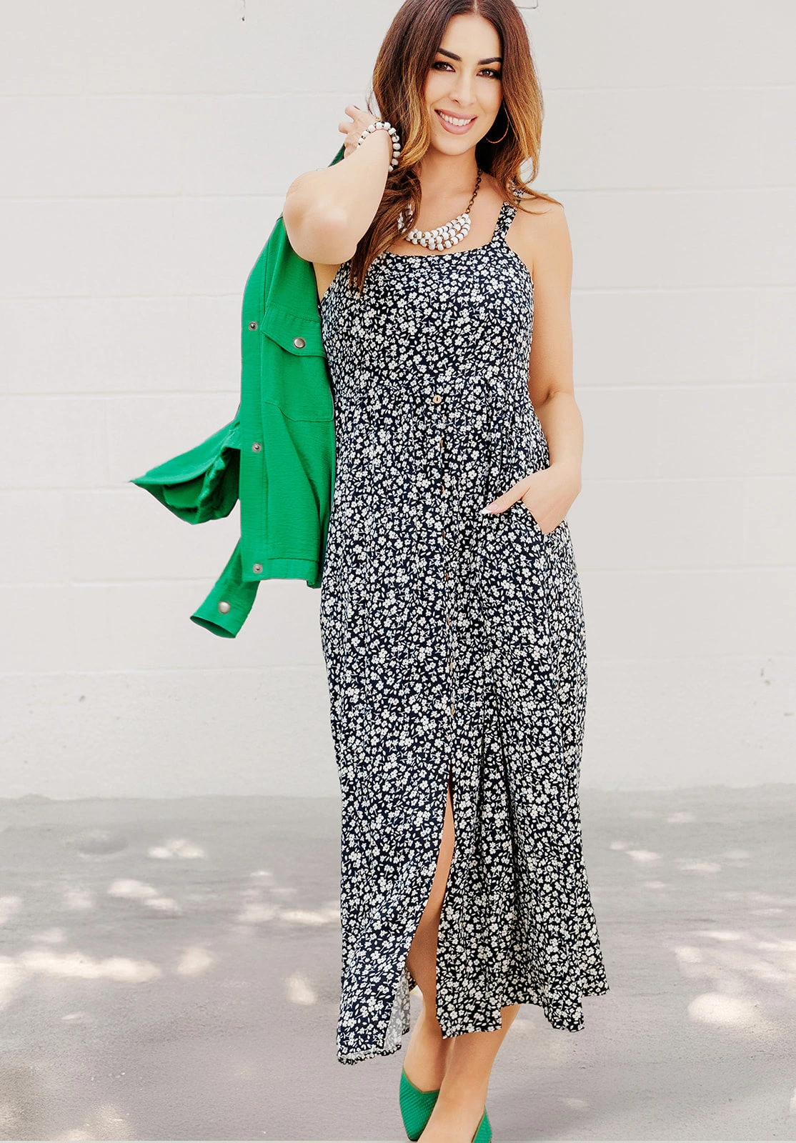 Dainty Daisies Slit Bottom Maxi Dress 1 Dainty Daisies Slit Bottom Maxi Dress