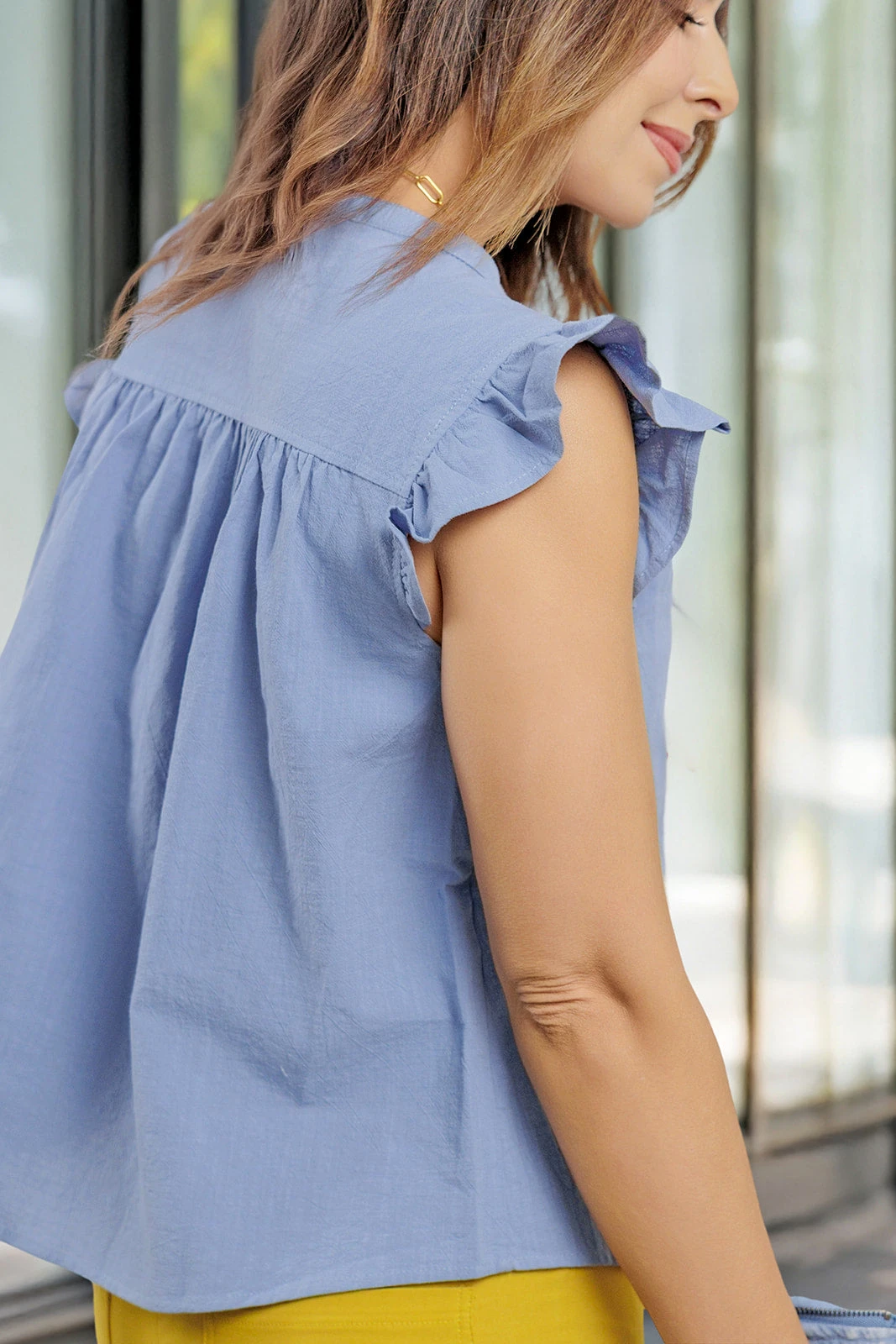 Ruffle Trim Button Front Tank 9 Ruffle Trim Button Front Tank - Image 9