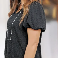 Textured Puff Sleeve V Blouse 21 Textured Puff Sleeve V Blouse -Women's Clothing Store becca NEW week4FEB0100