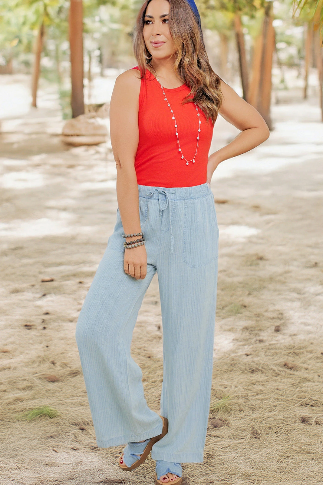 Chambray Herringbone Drawstring Pants 2 Chambray Herringbone Drawstring Pants - Image 2