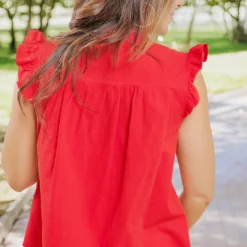 Ruffle Trim Button Front Tank 33 Ruffle Trim Button Front Tank -Women's Clothing Store becca NEW week4FEB0135