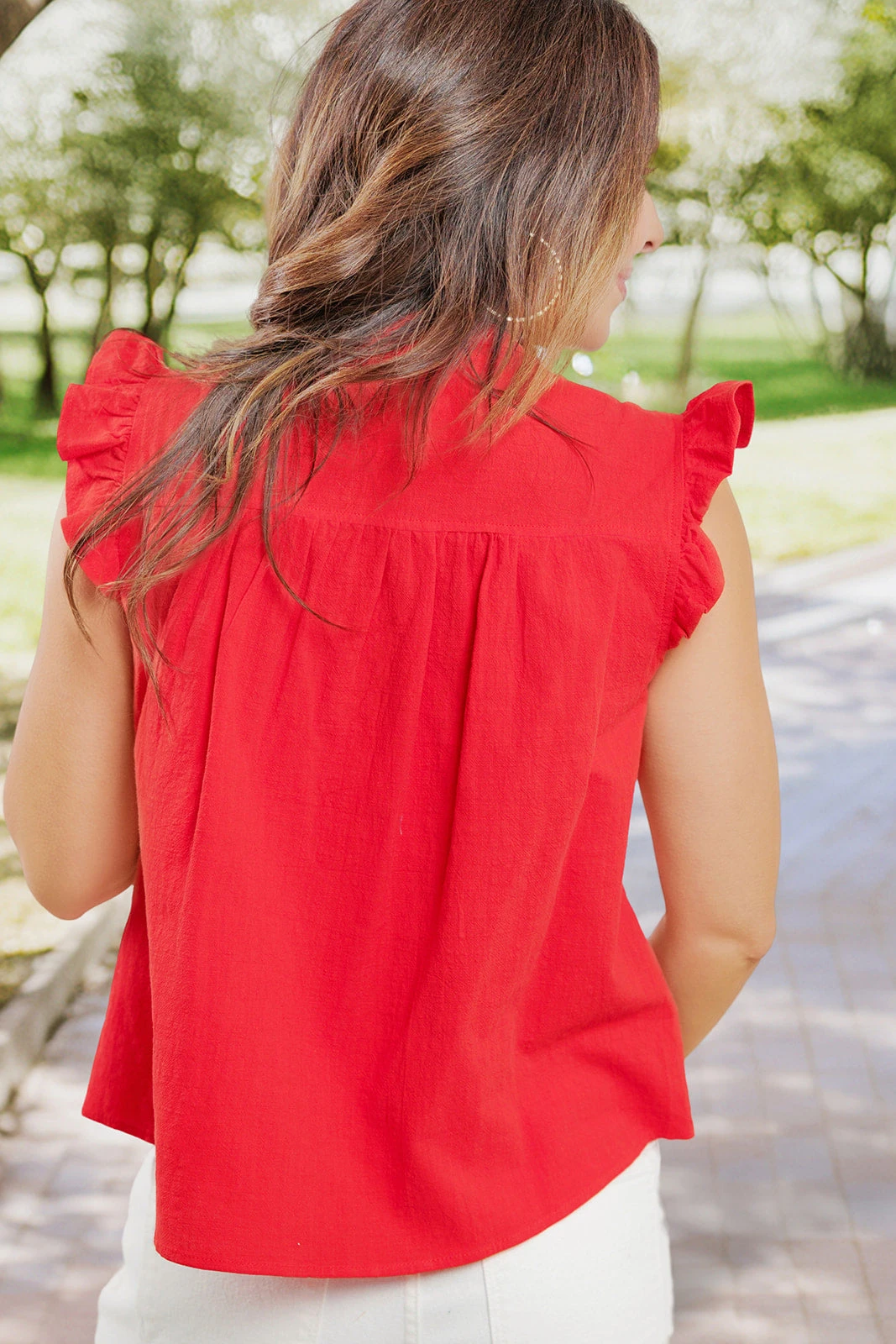 Ruffle Trim Button Front Tank 14 Ruffle Trim Button Front Tank - Image 14