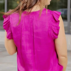 Elevated Ruffle Trim V Tank -Women's Clothing Store becca NEW week4FEB0170