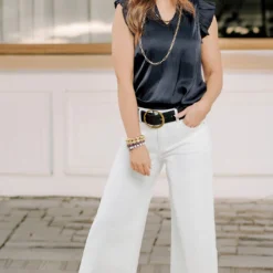 Elevated Ruffle Trim V Tank -Women's Clothing Store becca NEW week4FEB0184