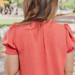 Ruched Puff Sleeve V Blouse -Women's Clothing Store becca NEW week4FEB0191