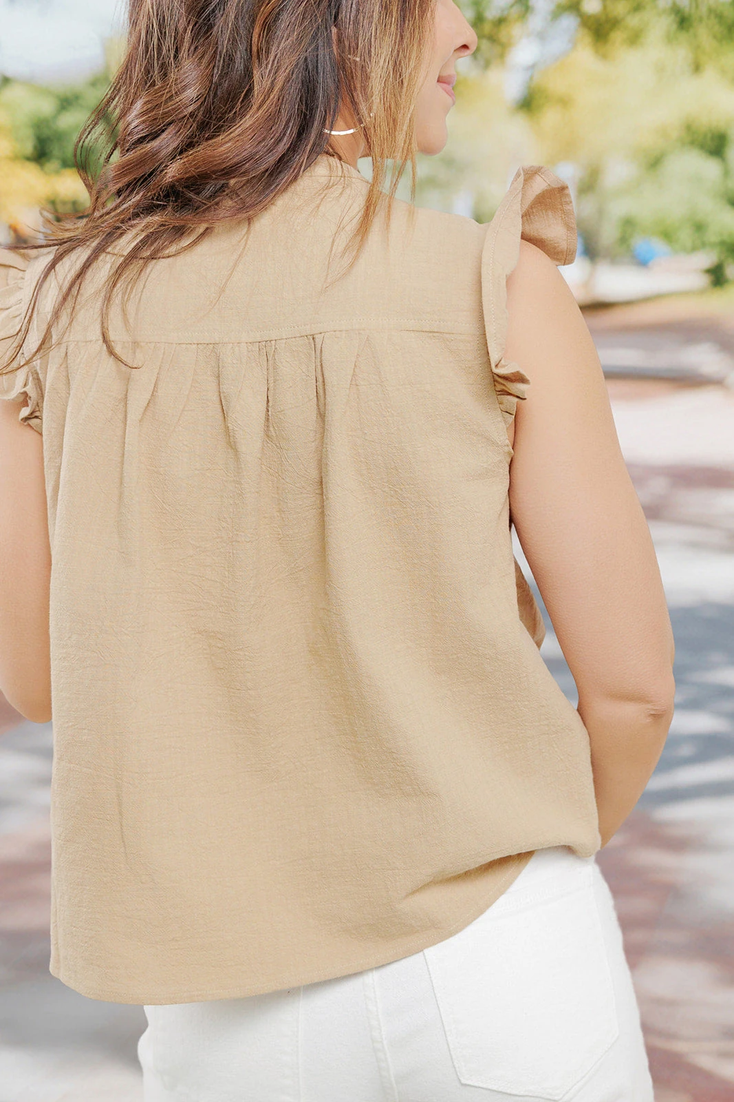 Ruffle Trim Button Front Tank 16 Ruffle Trim Button Front Tank - Image 16