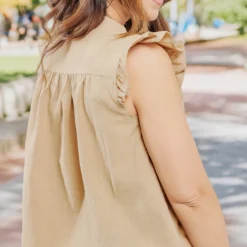 Ruffle Trim Button Front Tank 36 Ruffle Trim Button Front Tank -Women's Clothing Store becca NEW week4FEB0199