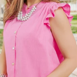 Ruffle Trim Button Front Tank 38 Ruffle Trim Button Front Tank -Women's Clothing Store becca NEW week4FEB0236