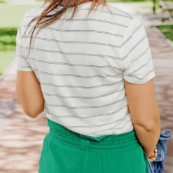 Thin Dual Striped Tee 14 Thin Dual Striped Tee -Women's Clothing Store becca NEW week4FEB0287