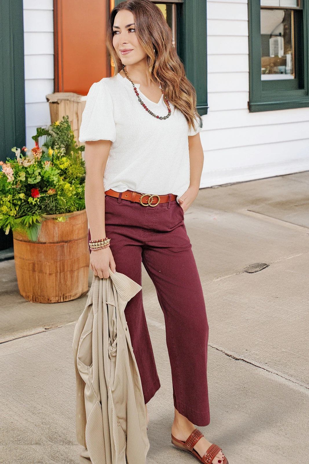 Textured Puff Sleeve V Blouse 13 Textured Puff Sleeve V Blouse - Image 13