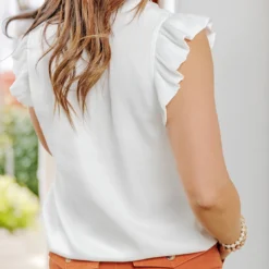 Elevated Ruffle Trim V Tank -Women's Clothing Store becca NEW week4FEB0381