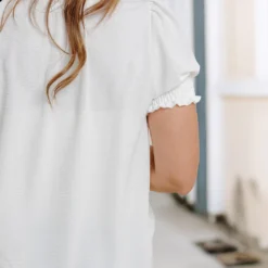 Ruched Puff Sleeve V Blouse -Women's Clothing Store becca NEW week4FEB0428