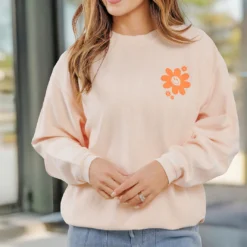 Stay Positive Ribbed Graphic Crewneck