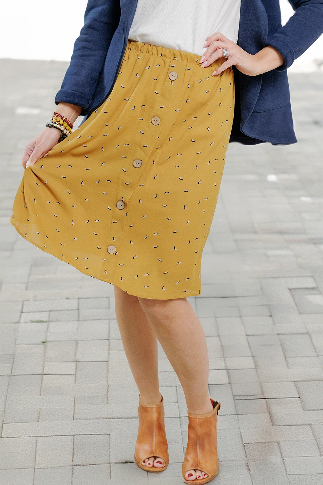 Printed Button Front Midi Skirt 1 Printed Button Front Midi Skirt