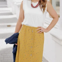 Printed Button Front Midi Skirt 11 Printed Button Front Midi Skirt -Women's Clothing Store becca NEW week4FEB0460