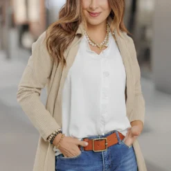 Wide Ribbed Side Slit Shacket -Women's Clothing Store becca NEW week4FEB0497