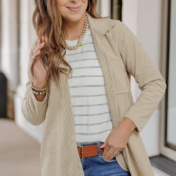 Wide Ribbed Side Slit Shacket -Women's Clothing Store becca NEW week4FEB0505