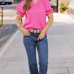 Textured Ruched Puff Sleeve Blouse -Women's Clothing Store becca NEW week4FEB0537