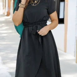 Wrap Bottom Tie Waist Midi Dress -Women's Clothing Store becca NEW week4FEB0610