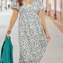 Floral Puff Sleeve Maxi Dress
