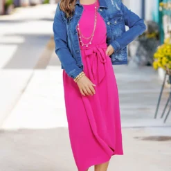 Wrap Bottom Tie Waist Midi Dress -Women's Clothing Store becca NEW week4FEB0706