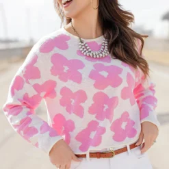 Floral Slub Sweater -Women's Clothing Store becca TEST week1march0149