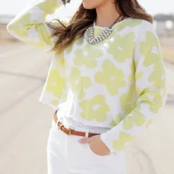 Floral Slub Sweater -Women's Clothing Store becca TEST week1march0152