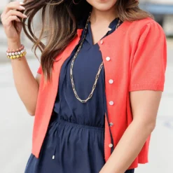 Short Sleeve Button Cardigan -Women's Clothing Store becca TEST week1march0177