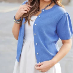 Short Sleeve Button Cardigan