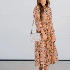 Blossoming Buds Long Sleeve Midi Dress -Women's Clothing Store blossoming buds long sleeve midi dress 612089