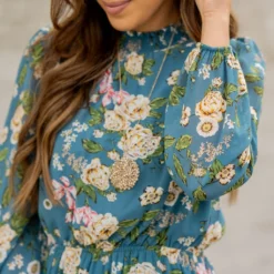 Blossoming Buds Long Sleeve Midi Dress -Women's Clothing Store blossoming buds long sleeve midi dress 754049