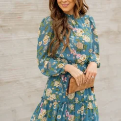 Blossoming Buds Long Sleeve Midi Dress -Women's Clothing Store blossoming buds long sleeve midi dress 769234