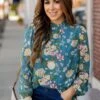 Blossoming Buds Sheer Sleeve Blouse