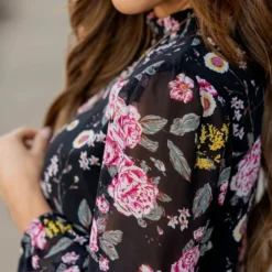 Blossoming Buds Sheer Sleeve Blouse -Women's Clothing Store blossoming buds sheer sleeve blouse 604031